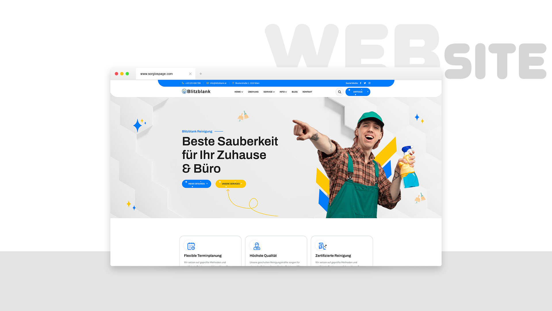 Sorglos Page GmbH aus Wels Blitzblank Reinigung - Seite für Reinigungsunternehmen